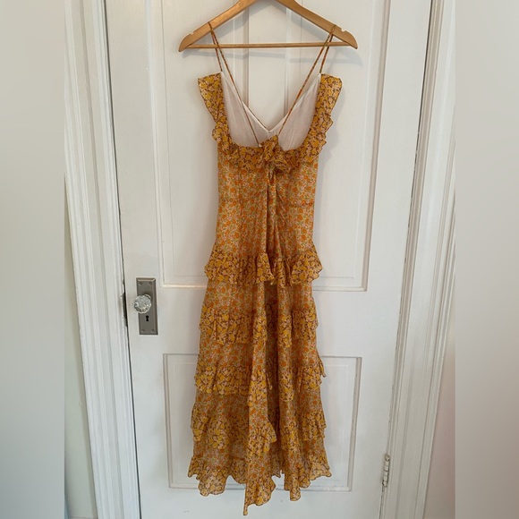 NWT MAJE Rissol Floral Ruffle Sleeveless Cotton Maxi Dress 2021 Size 4 MSRP $495 - Picture 6 of 7